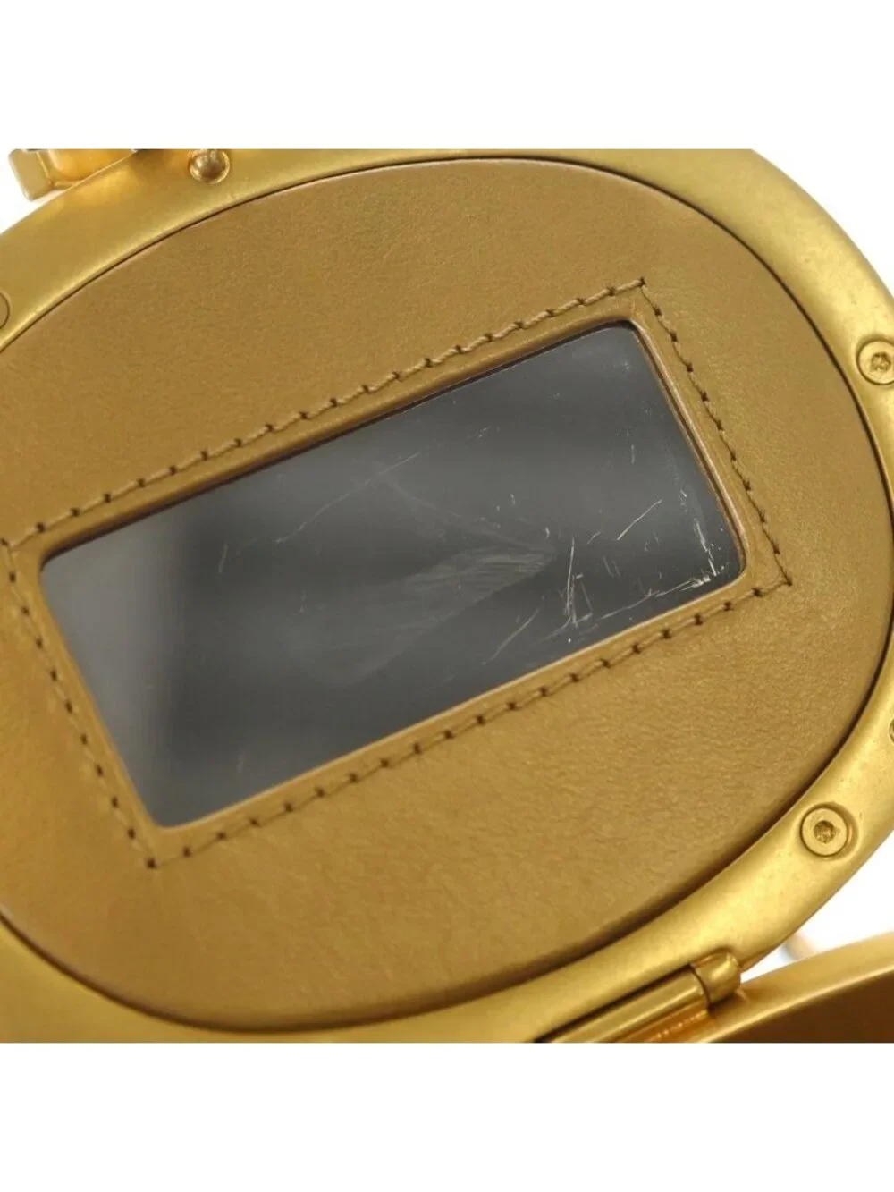Chanel Crown Box Vanity Lambskin Leather Chain Shoulder Bag Gold Black Plate